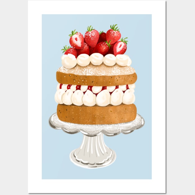 Victoria Sponge Cake Wall Art by SarahWIllustration